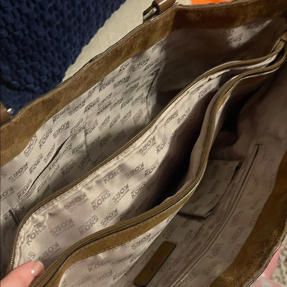 Michael Kors Brown Suede and Leather Tote Bag - Picture 15 of 16